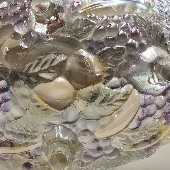 vintage Indiana Glass large footed fruit bowl Garland pattern oval shape 1970s - Picture 7 of 11